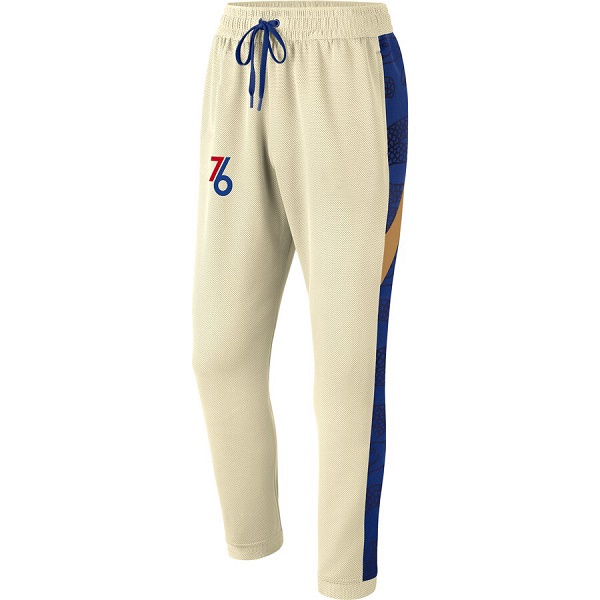 Men's Philadelphia 76ers Cream Performance Showtime Basketball Pants - Click Image to Close